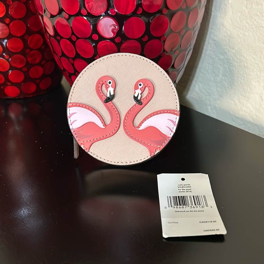 Kate Spade NWT By the Pool Flamingo Polly Coin Purse - Picture 1 of 9